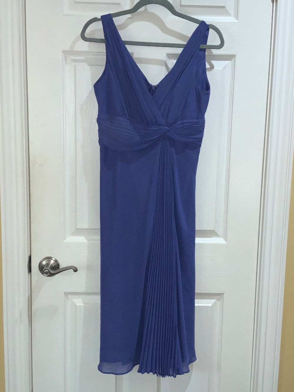 Sheri Martin purple chiffon formal cocktail dress Sz 4 sleeveless Ruched waist